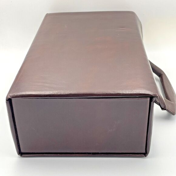 Vintage Cassette Tape Storage Case Faux Leather Brown Holds 12 - Picture 5 of 7